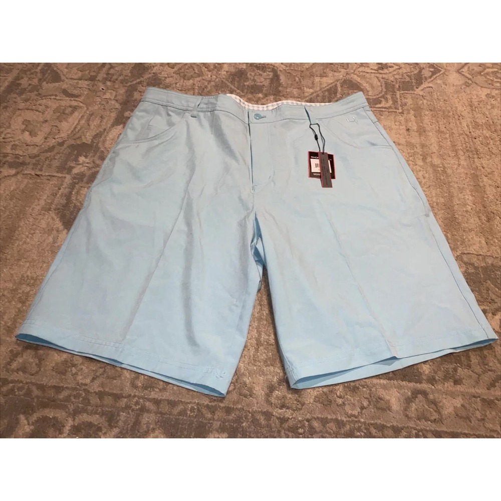 New Short Par 4 Golf Men's Casual Flat Front Shorts Size 38 Blue‎ Stretch